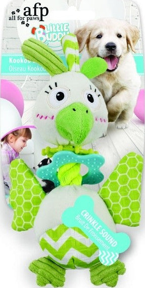 All For Paws Dog Toy Little Buddy Kookoo Bird Green (25cm x 14cm)