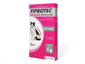 Fiprotec Cat Spot On Flea Treatment (Up to 8kg Cat) -  1 Single Pip - Pink Box