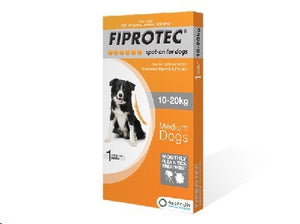 Fiprotec Medium Dog Spot On Flea Treatment (For dog 10-20kg) -  1 Single Pip - Orange Box