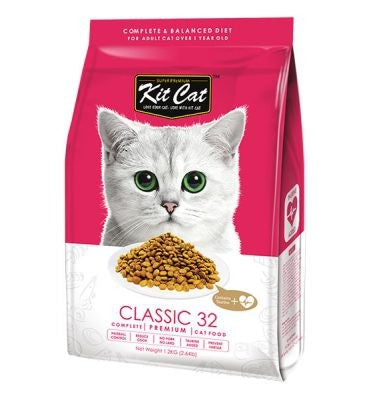 Kit Cat Premium Dry Food: Classic 32 (Taurine 32 Added) 1.2kg & 5kg