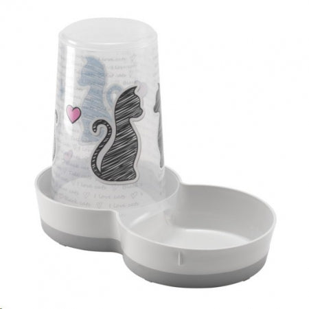 Tasty Feeder 1,5L Cat's in Love (Usable for food or water)