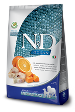 Load image into Gallery viewer, FARMINA N&amp;D OCEAN  Grain-Free Adult Dog Food for All Breeds: Cod, Pumpkin &amp; Orange Recipe
