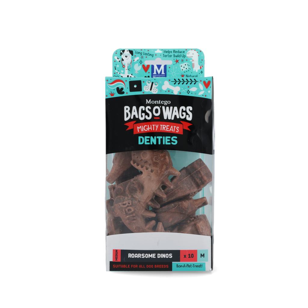 DENTIES Dinos Montego Bags O' Wags Treats: Medium 820g - 10 Pieces