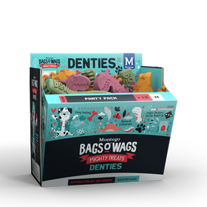 DENTIES Party Pack Montego Bags O' Wags Treats: Medium - 18 Pieces