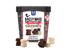 SQUISHIES Montego Bags O' Wags Treats:  Chocolate and Vanilla Flavour Dog Treats 500g