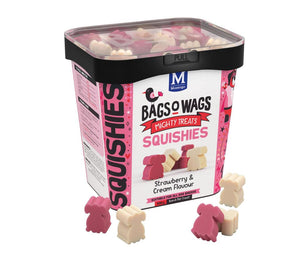 SQUISHIES Montego Bags O' Wags Treats: Strawberry and Cream Milk Flavour 500g