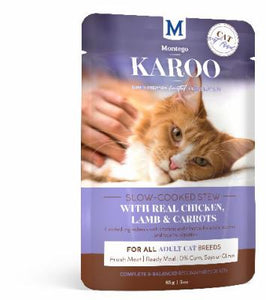 MONTEGO KAROO Wet Adult Cat Food - Chicken & Carrots - 12 x 85g Pouches