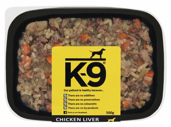 K 9 Frozen Cooked Dog Food Chicken Liver or Chicken Rice