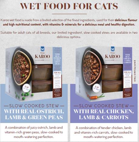 Montego KAROO Adult WET Cat Food 3 x 125g Tubs